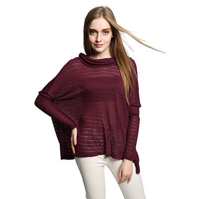 Women's Long Sleeve Cowl Neck Blouse Tunic Tops with Split Back