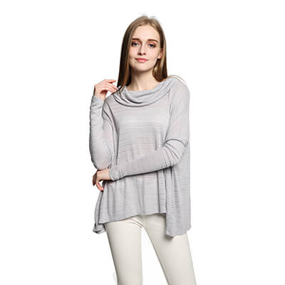 Women's Long Sleeve Cowl Neck Blouse Tunic Tops with Split Back