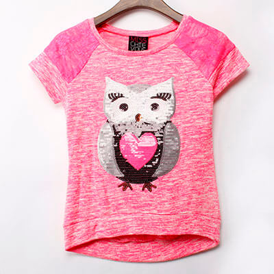 Owl Pattern Embroidery Short Sleeve Tunic