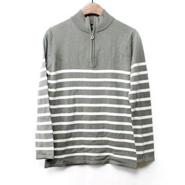 Grey Striped Long Sleeve Pullover