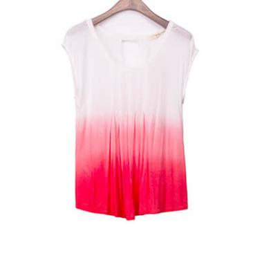Dip Dyed Scoop Neck Drape Back Rayon Jersey Top