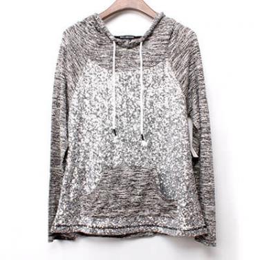 Silver Sequin Embroidery Hoodie