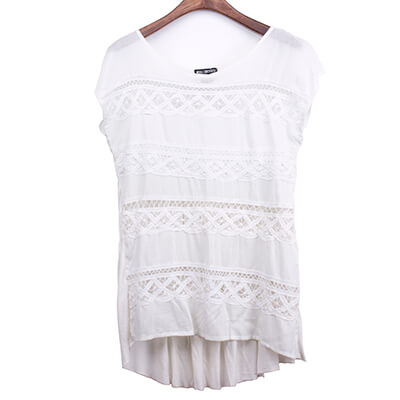 Macrame Embellished Woven Knit Combined Top