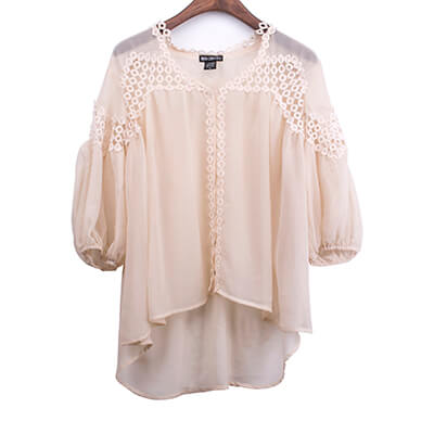 Crochet Embellished Woven Fabric Blouse