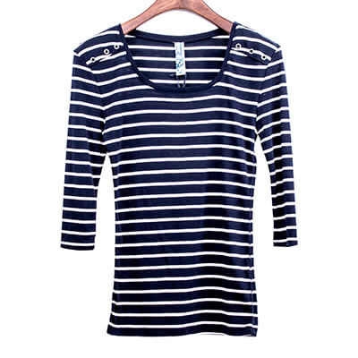 Stripe 3/4 Sleeve T-shirt