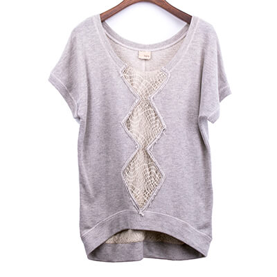 Bird Eye French Terry Lace Patch Top