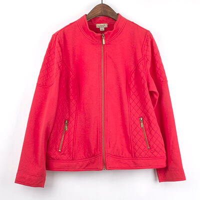 Red French Terry Zipper Jacket