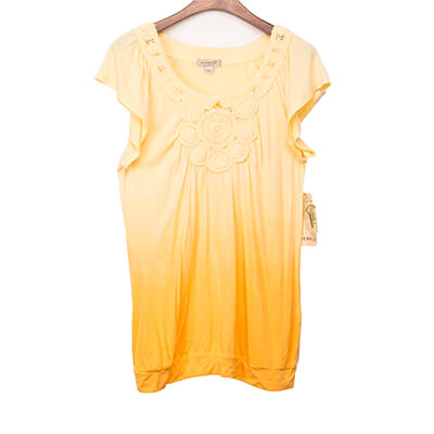 Dip Dyed Scoop Neck Short Sleeve Rayon Spandex Jersey Top