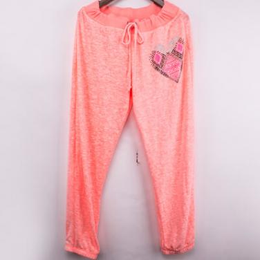 Rubber Print Coral Sweater Knit Fabric Jogging Pants