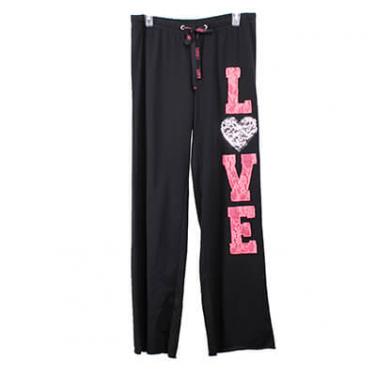 Sequing Embroidery Lace Patch ＂Love＂ Jogging Pants
