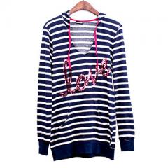 Sequin Embroidery Stripe Pullover Hoodie