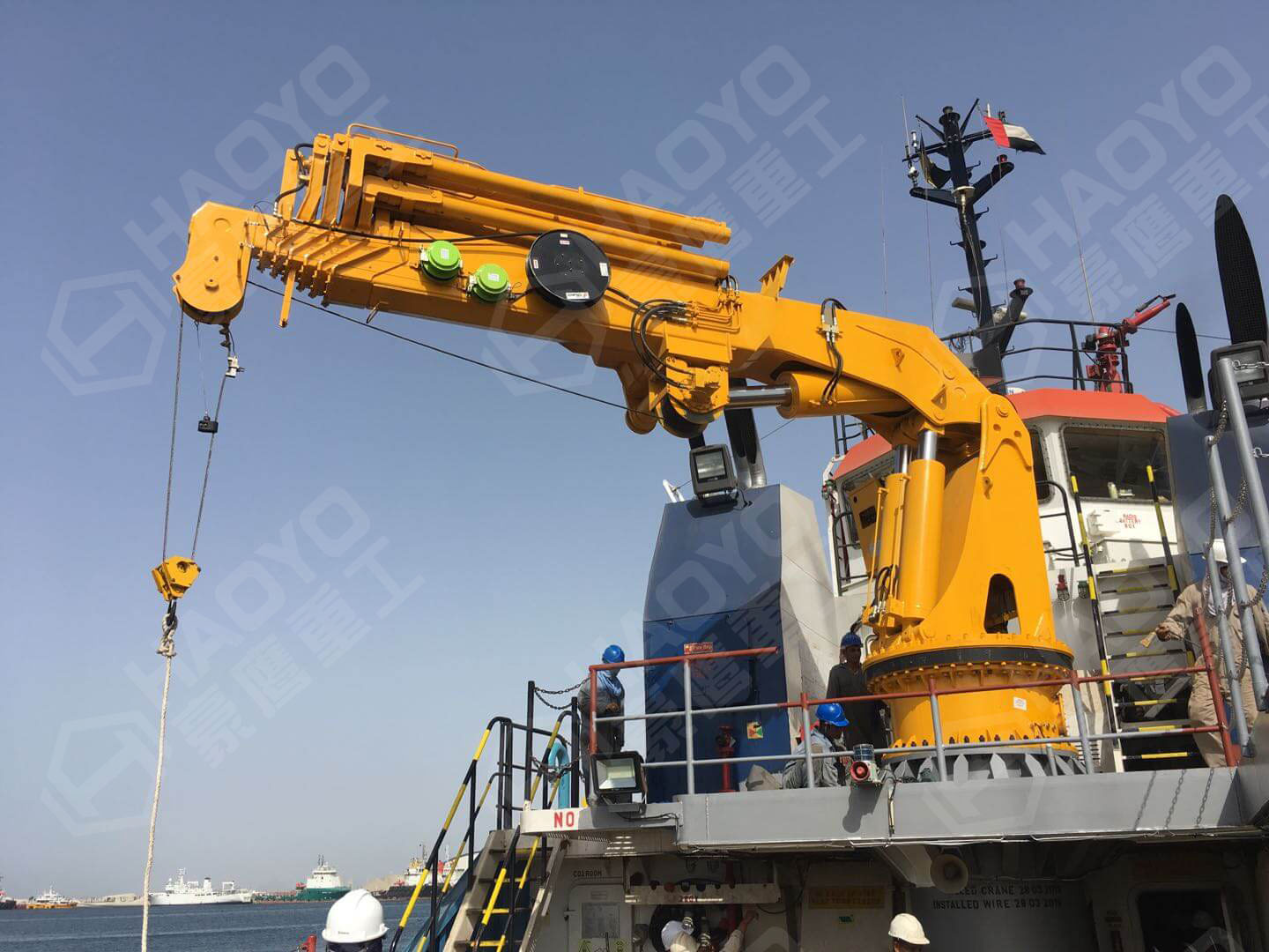 HAOYO 1.6T-19.5M Folding Boom Marine Crane sent to Panama