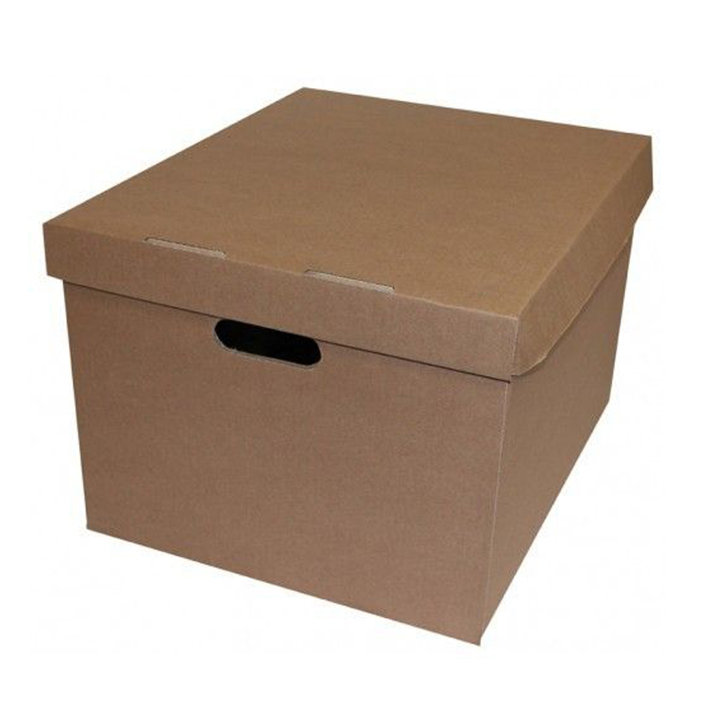 Brown archive box with lid and bottom