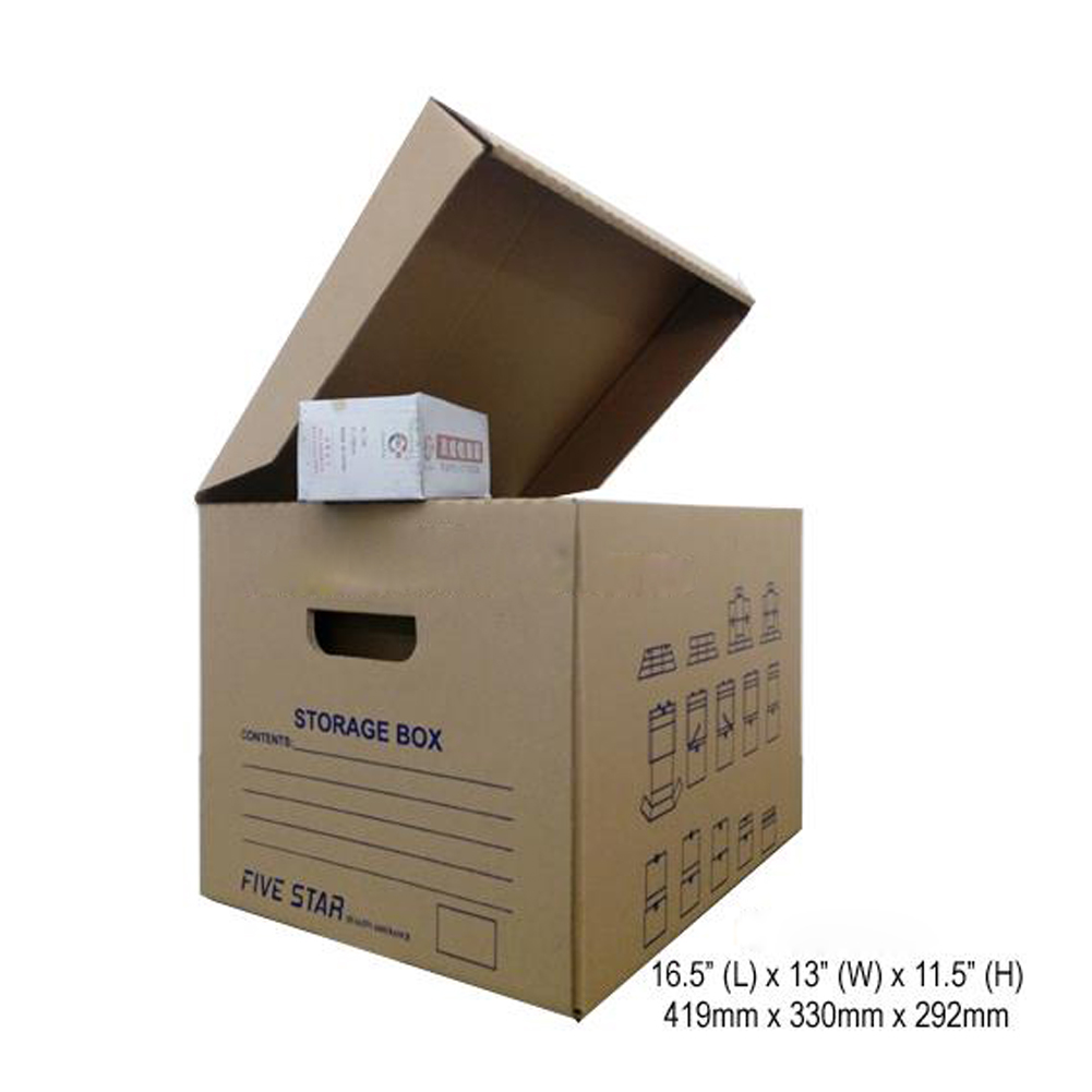 Single wall corrugated paper storage box with logo printing