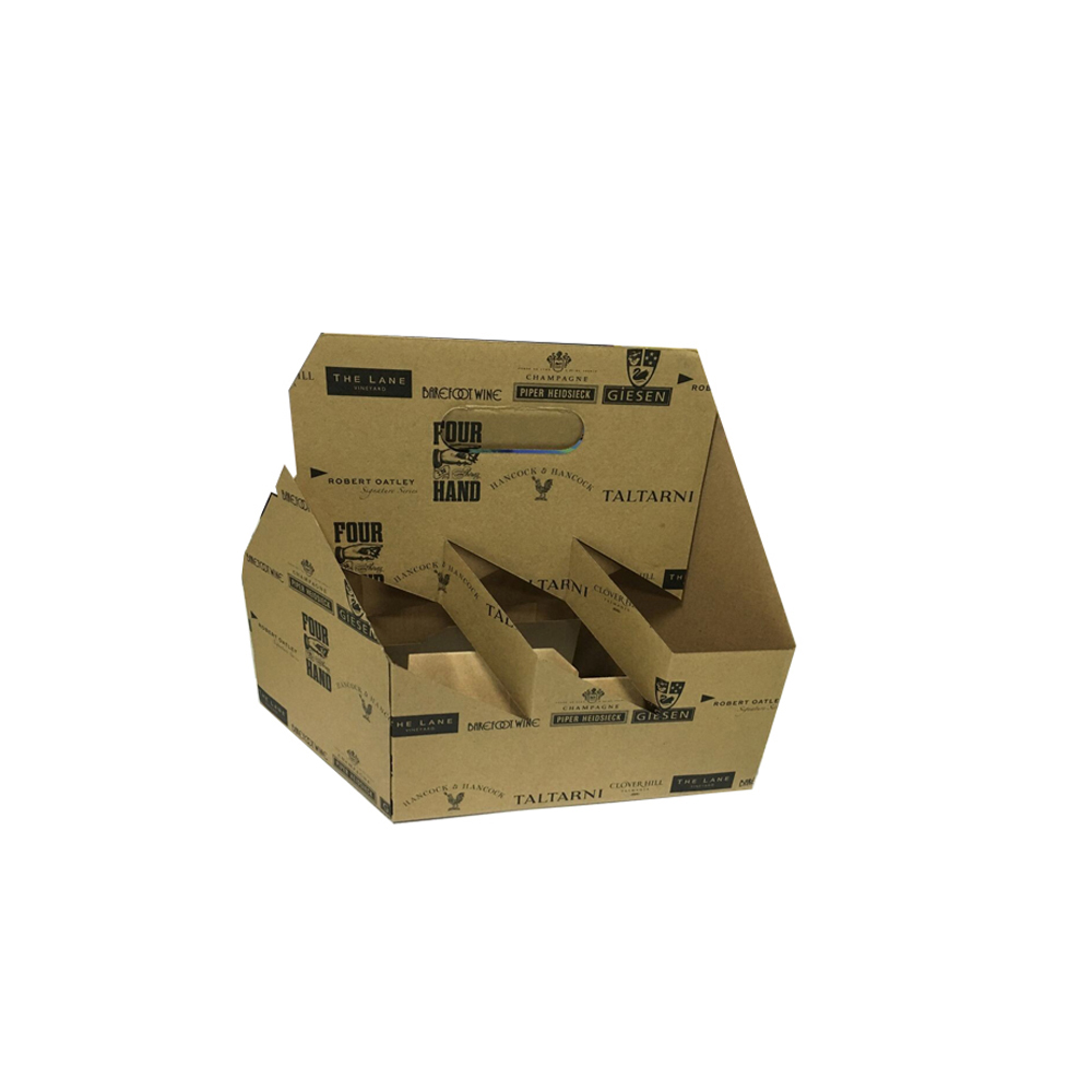 Foldable 6 Pack Wine Kraft Carrier Box