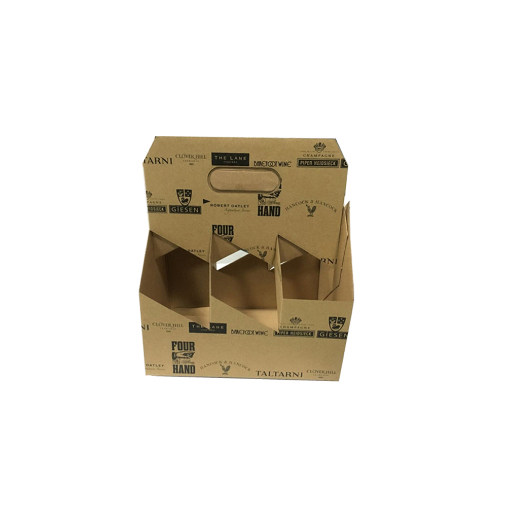 Foldable 6 Pack Wine Kraft Carrier Box