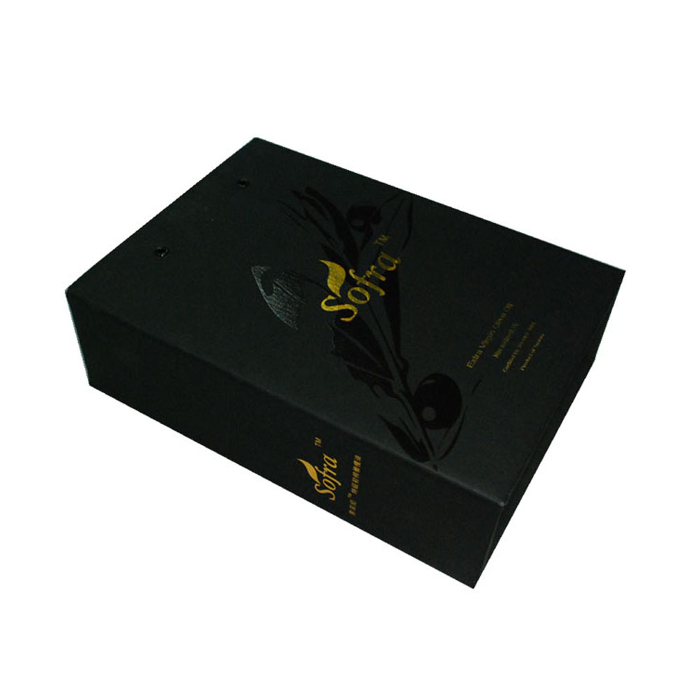 Black Printing Wine Carrier Box With Hot Foil Logo