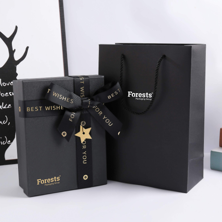 Luxury Black Magnetic Gift Box With Ribbon Bow
