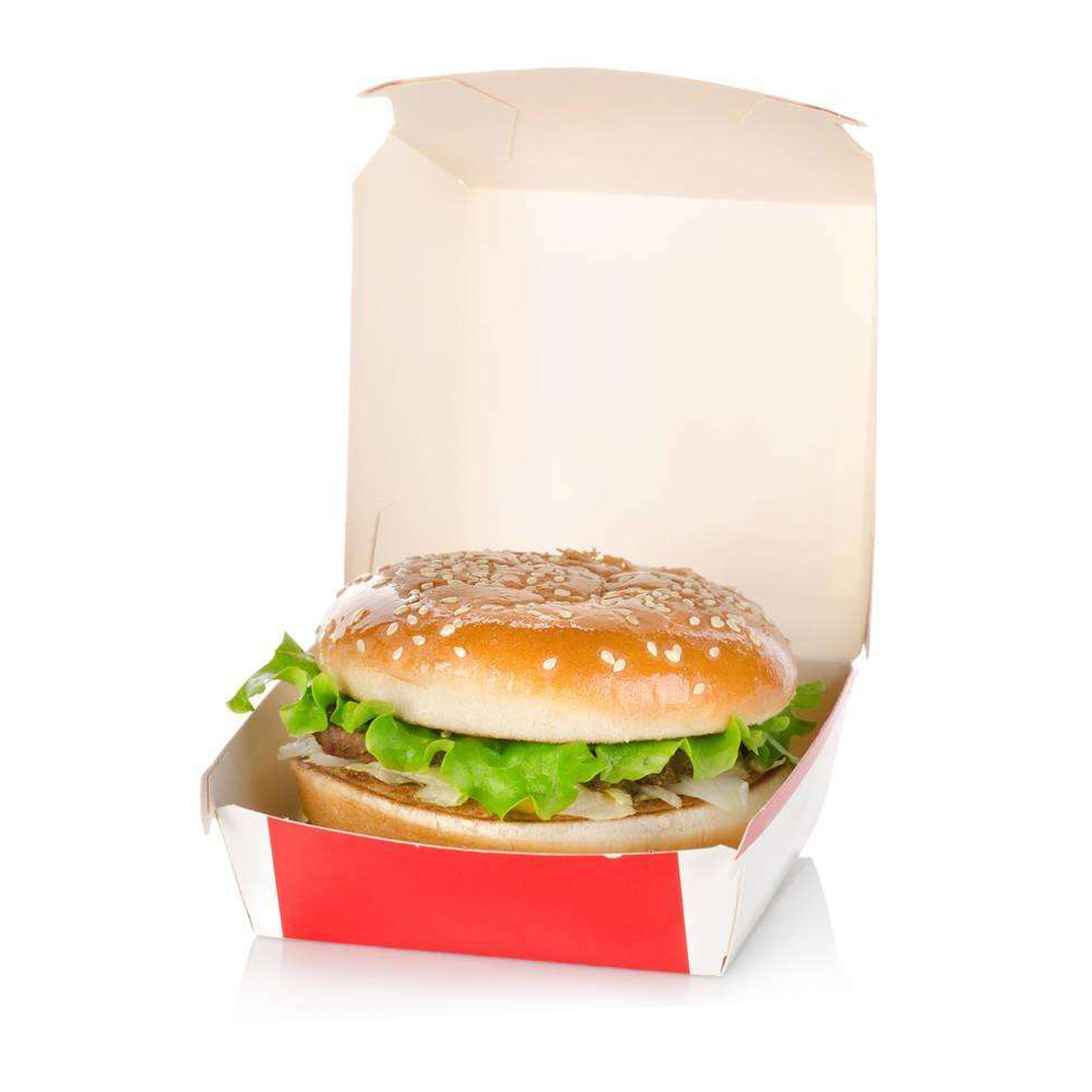 Caja para hamburguesa color marfil