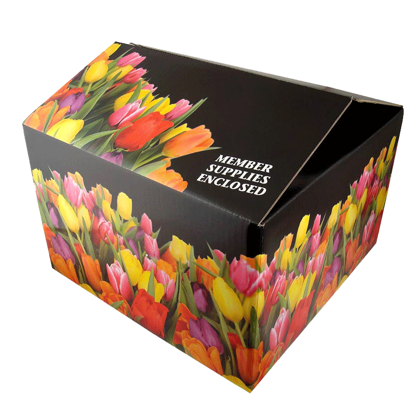 Caja café para Flores con tapa plegable