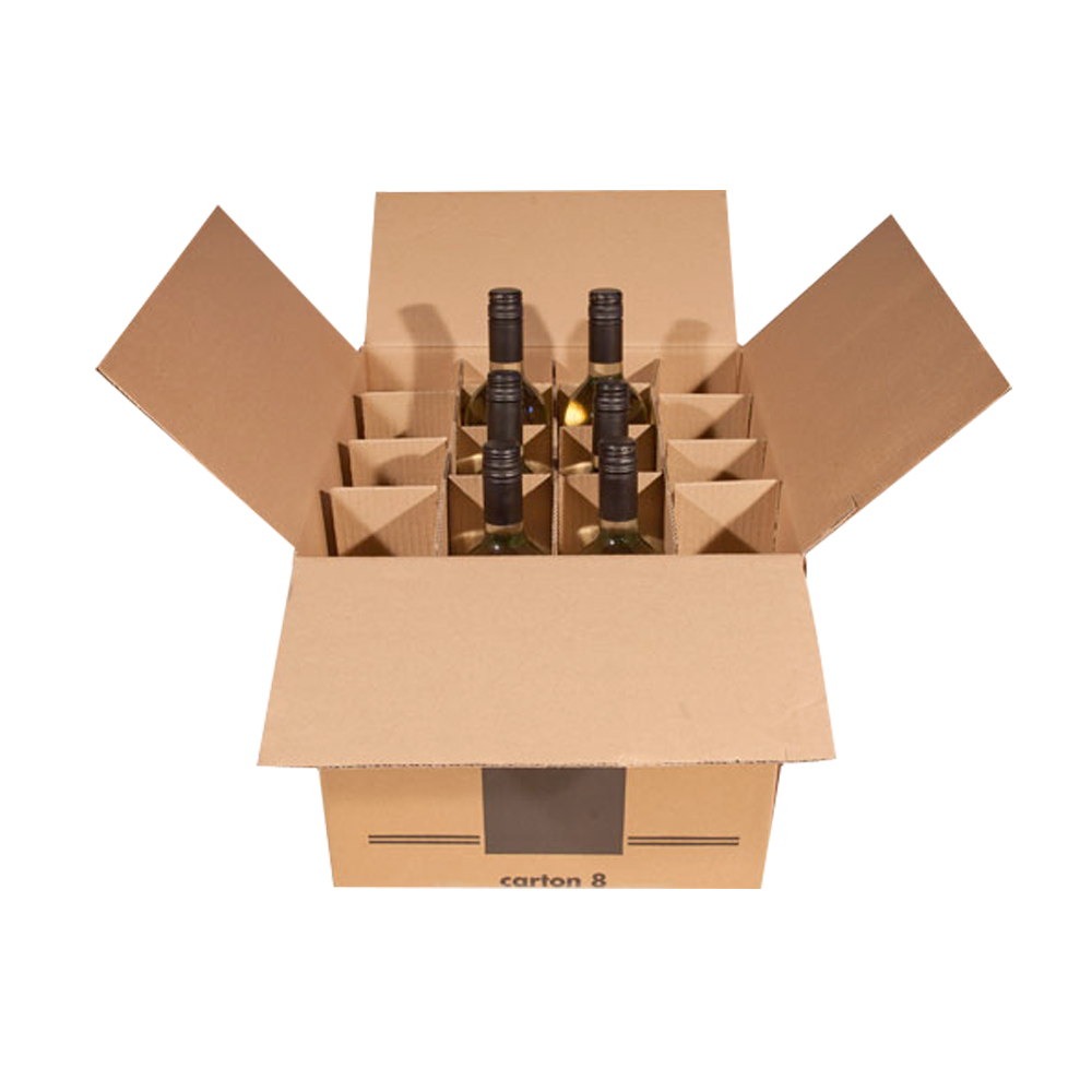 Caja de cartón con separadores para 24 botellas