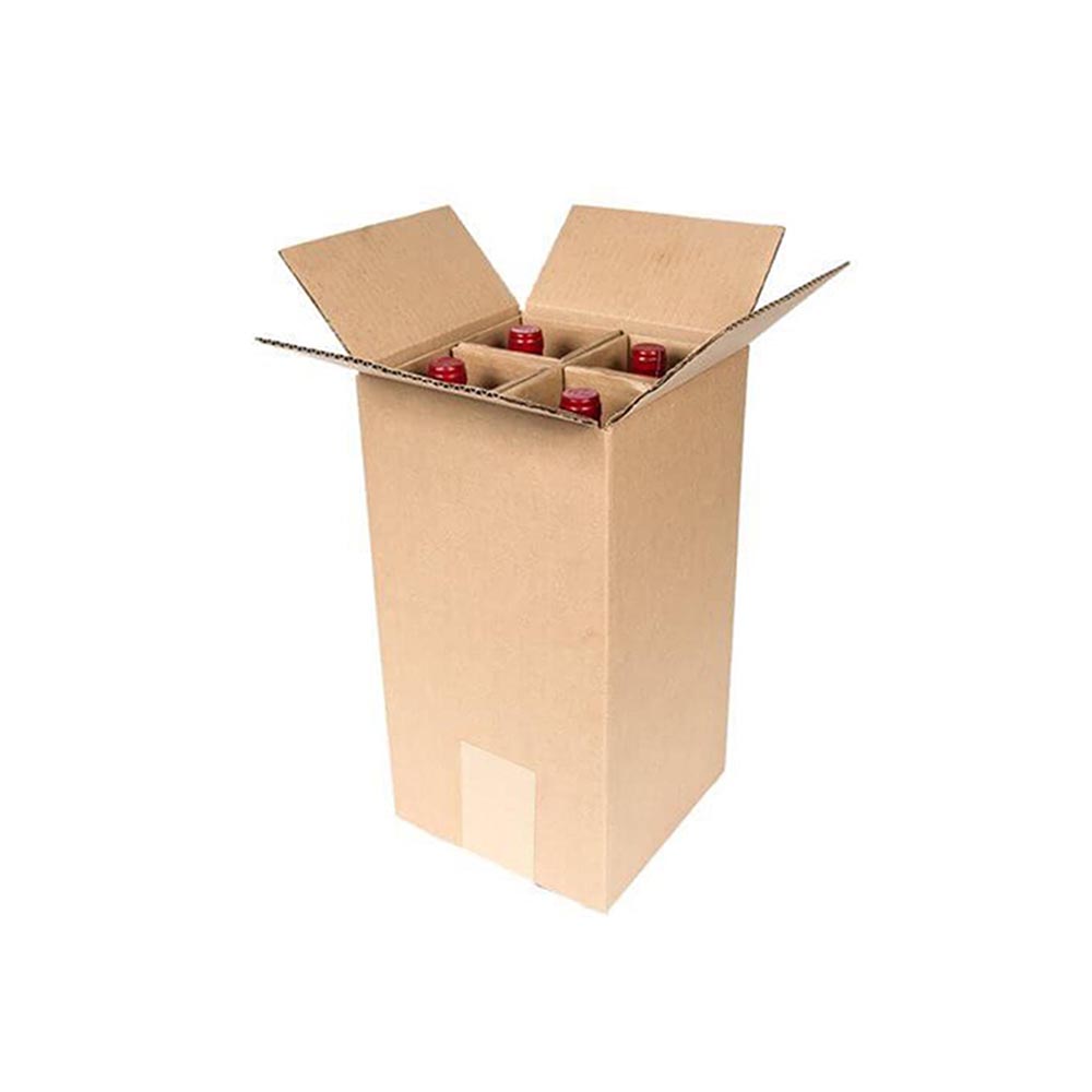 Caja de cartón corrugado para vino paquete de 4 botellas