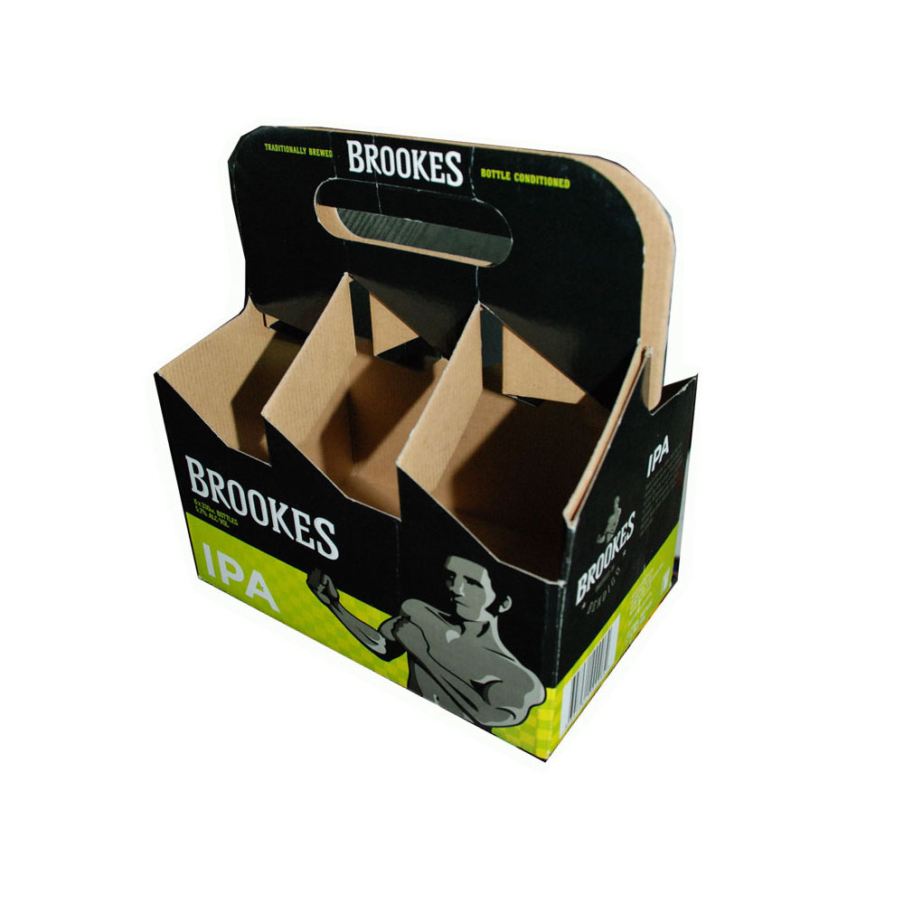 Caja para 6 pack con impresión personalizada y manija