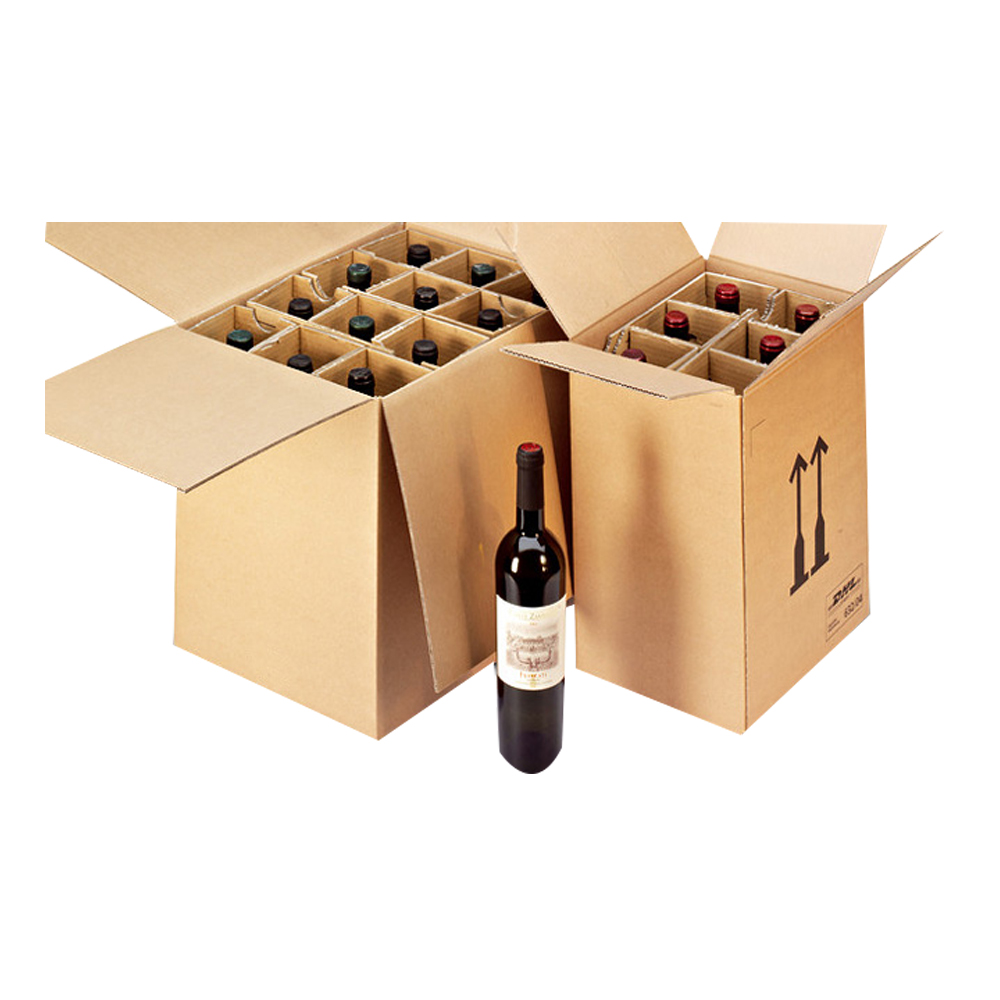 Caja para empacar 24 botellas con divisiones