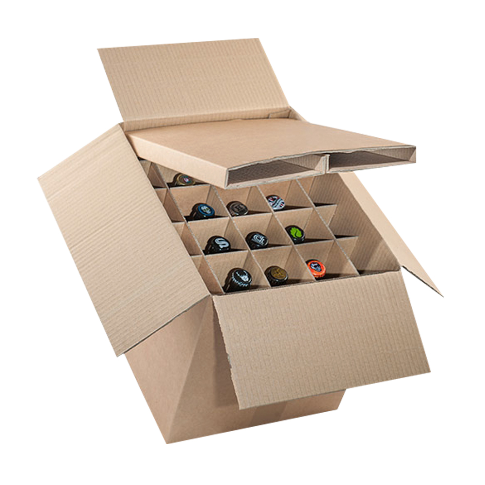 Caja para empacar 24 botellas con divisiones