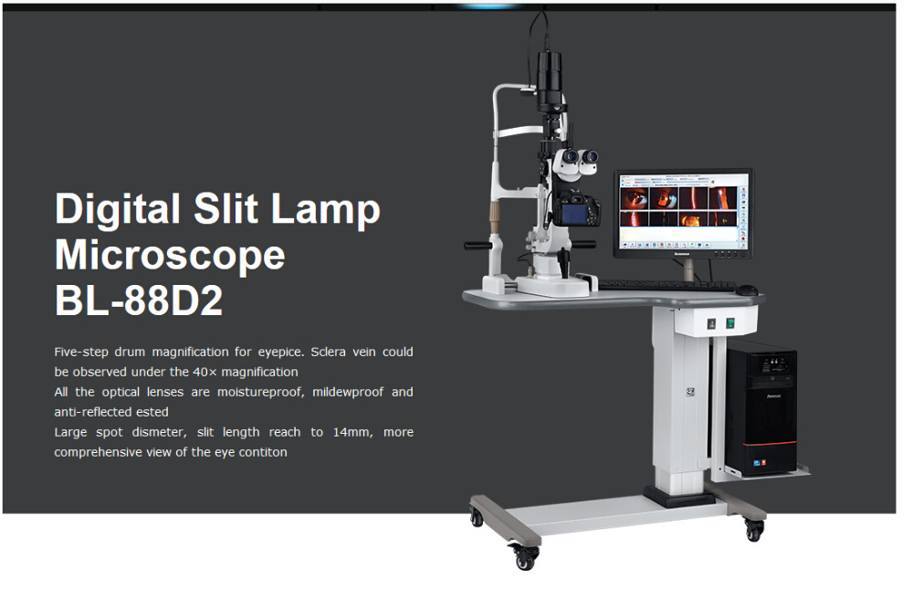 BL-88D-2 Microscopio de lámpara de hendidura con cámara digital y software (incluye mesa e imac)