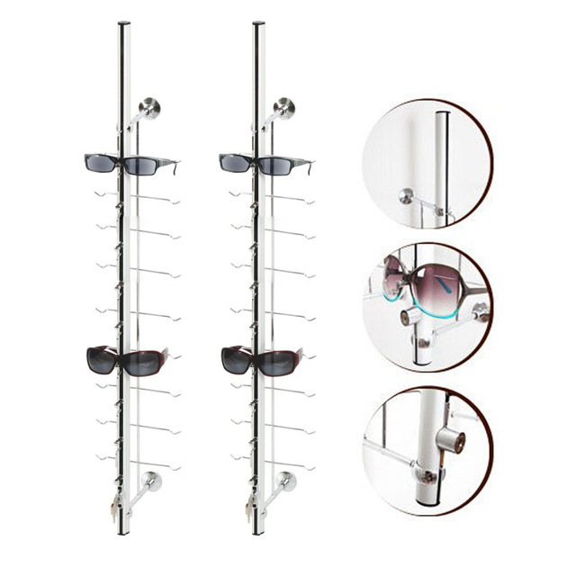 LOC-B-9PC-90CM Wall Mount Metal Lockable glasses display rack stand