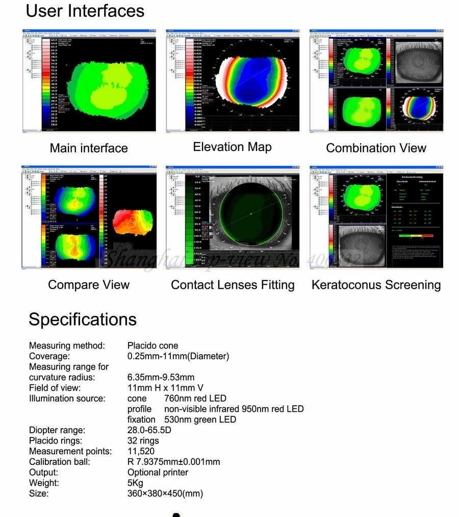 SW-6000 Mapa del topógrafo corneal