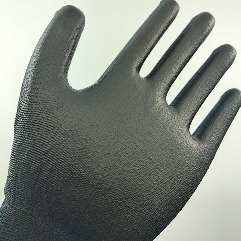 Nylon Knitted Liner Dipping PU Palm Protective Glove- PU1350-NV/BLK