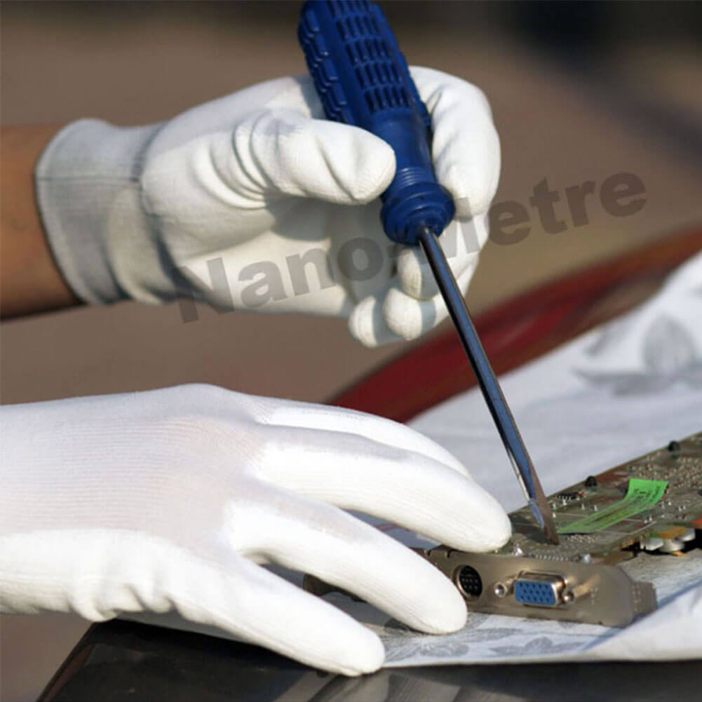 White Nylon Dipped PU Anti Static Work Glove- PU1350-W