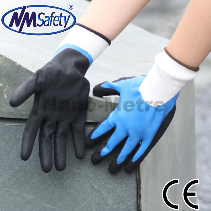 13 Gauge Nylon Full Coated Smooth Nitrile Waterproof Work Glove - NY1359DC-B/BLK