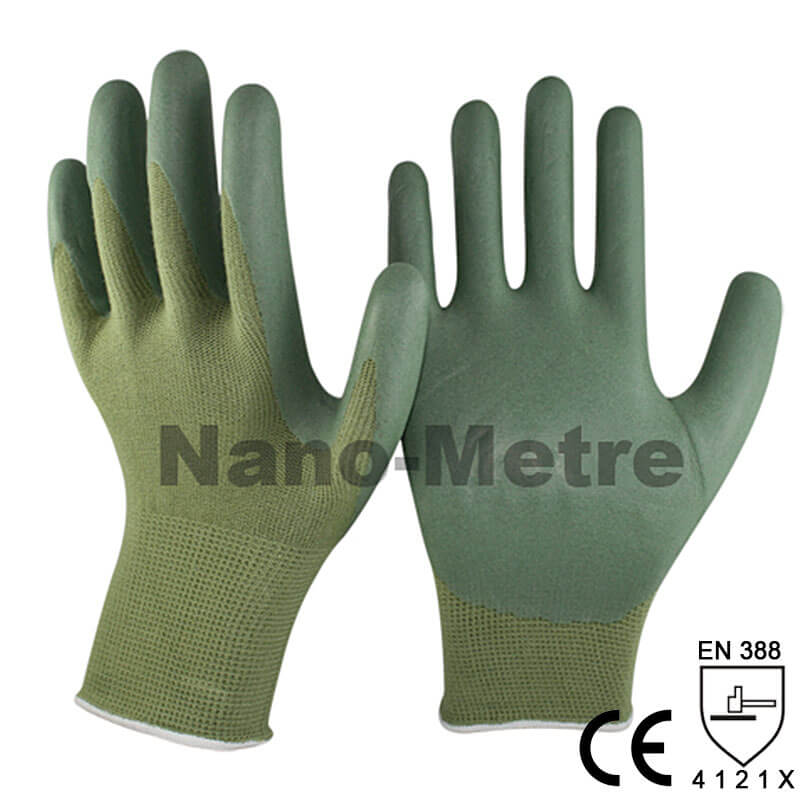 13 Gauge Green Bamboo Fiber Liner Coated Green Foam Nitrile Glove- BB1350FSB-GN