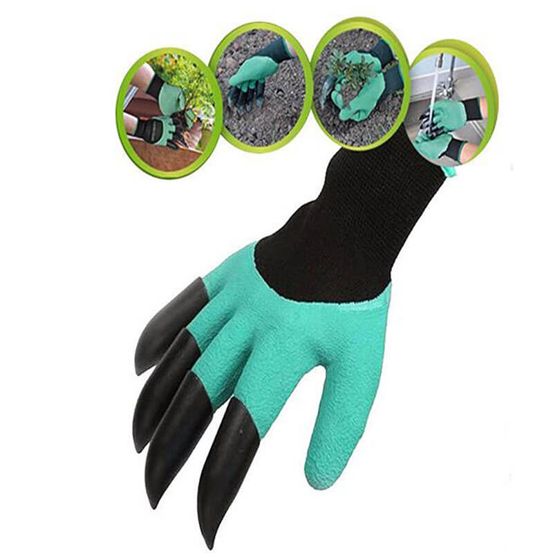 Green Foam Latex 3/4 Dipped Palm With 4 Claws In Finger Garden Glove -NM1355F-CL