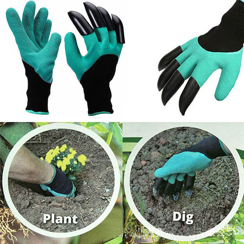 Green Foam Latex 3/4 Dipped Palm With 4 Claws In Finger Garden Glove -NM1355F-CL