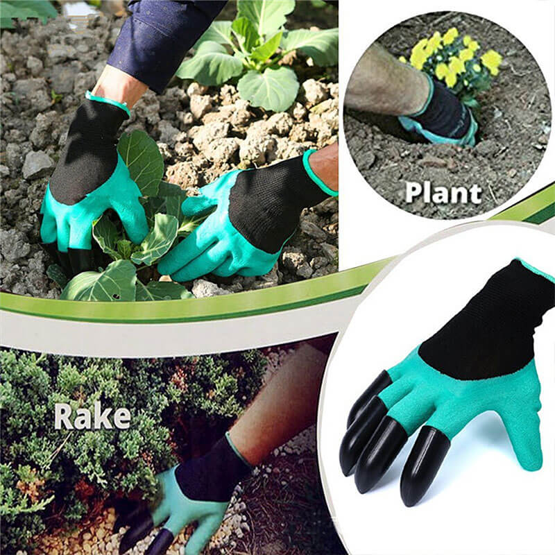 Green Foam Latex 3/4 Dipped Palm With 4 Claws In Finger Garden Glove -NM1355F-CL