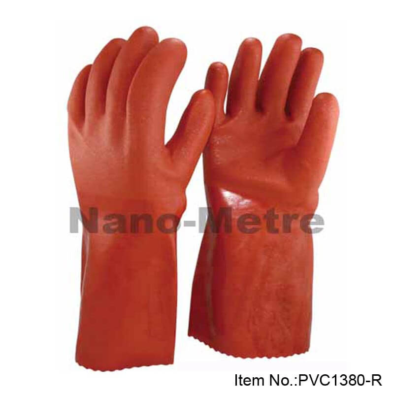 red pvc work gloves