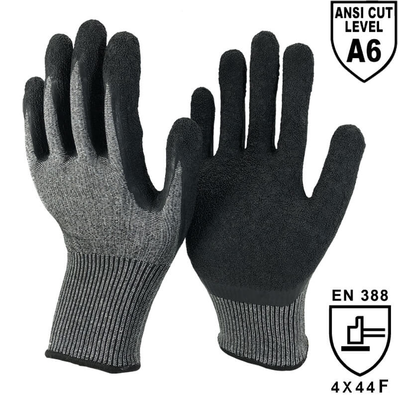 13 Gauge Double NMShield™ Knitted Shell Palm Coated Crinkle Latex Needle Resistant Glove - DY1350NM-NR
