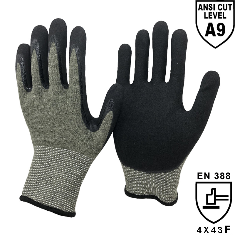 13 Gauge Strgst-Cut™ Tech Shell Plam Coated Sandy Nitrile A9 Cut Resistant Glove - KV1350S-H9