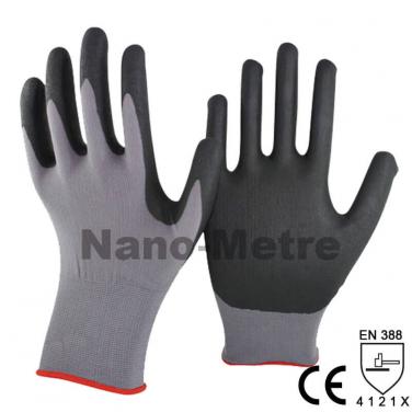 High-Technology Foam Nitrile Coating Nylon Spandex Knitted Glove-NY1350FRB-GR/BLK