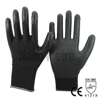 13 Gauge Black Nylon knited Liner With Foam Nitrile Glove- NY1350FSB-BLK