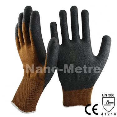 High-Technology Black Foam Nitrile Dipped Good Warm Work Glove -NY1350FRBL-BR/BLK