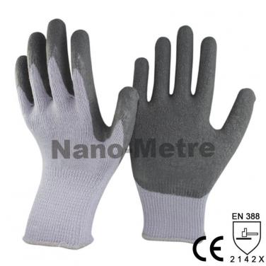 Grey Polycotton Construction Work Glove With Latex Crinkle Palm -NM10902-GR