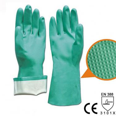 Nitrile Full Coated Glove With Diamond Grip Palm - US11205