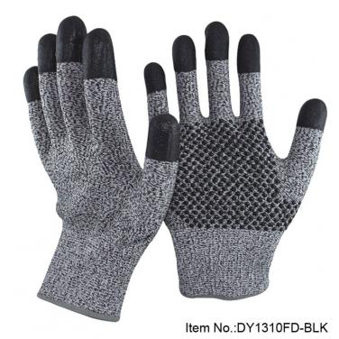 Nitrile Dotted Palm Cut Resistant Protective Glove - DY1310FD-BLK