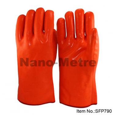 3 Layers Liner Full Coated Orange Fluorescent PVC Glove - SFP 790