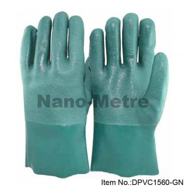 Cotton Interlock & Jersey Double Full Coated Green PVC Gauntlet - PVC7560-GN